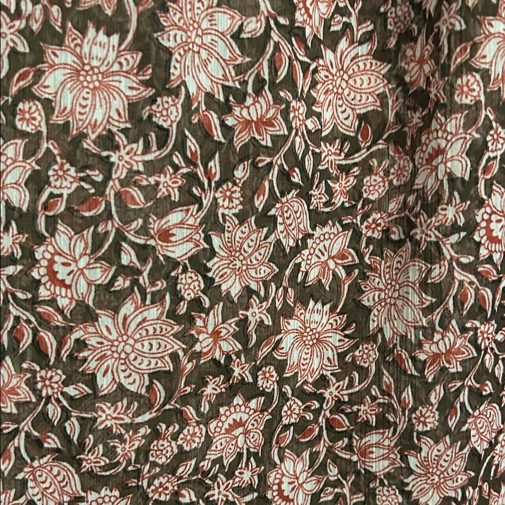 Anthropologie Floral Brown Blouse with Flutter Sleeves Size XL - Picture 5 of 8